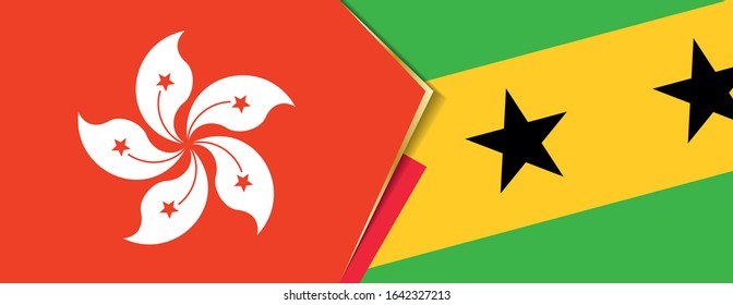 Hong Kong and Sao Tome and Principe flags, two vector flags symbol of relationship or confrontation.