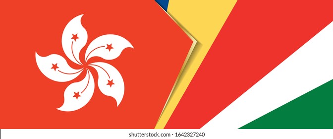 Hong Kong and Seychelles flags, two vector flags symbol of relationship or confrontation.