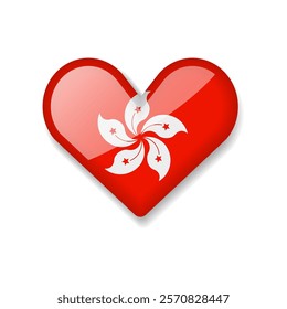 Hong Kong - Shiny Flag in the Form of Heart. Vector Illustration.