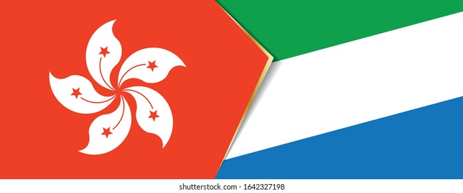 Hong Kong and Sierra Leone flags, two vector flags symbol of relationship or confrontation.