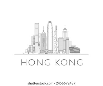 Hong Kong skyline cityscape illustration