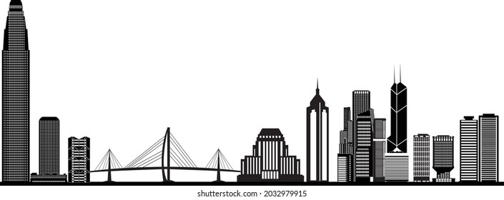 Hong Kong Skyline With Tower And Bridge