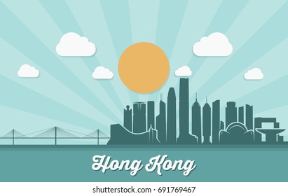 Hong Kong skyline - vector illustration