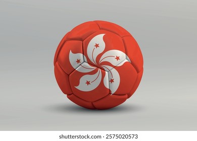 Hong Kong soccer ball featuring the national flag design on a gray background