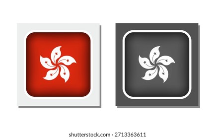 Hong Kong Square Rounded Flag Icon