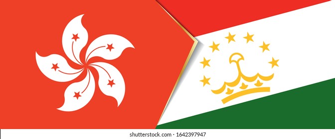 Hong Kong and Tajikistan flags, two vector flags symbol of relationship or confrontation.