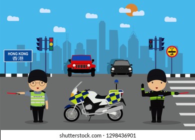 Hong Kong Traffic Police Illustration. eps 10