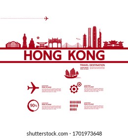 Hong Kong travel destination grand vector illustration. 