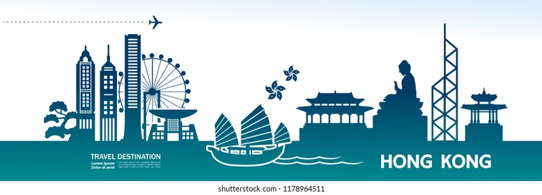 Hong Kong Travel Destination Vector.