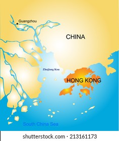 Hong Kong vector color map 