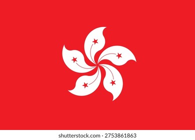 Hong Kong vector flag in official colors and 3-2 aspect ratio.