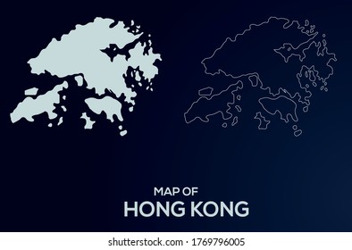 Hong Kong vector map silhouette isolated.Abstract design, High detailed silhouette illustration. Full Editable Hong Kong map vector file.