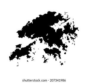 Hong Kong vector map silhouette isolated on white background silhouette. High detailed illustration. Asia territory.