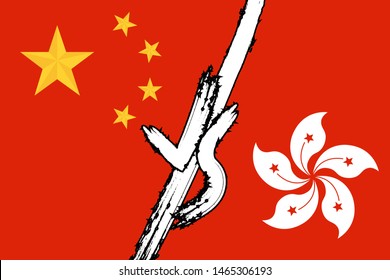 hong kong versus china national conflict vector illustration