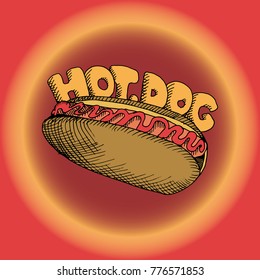 Hong Kong waffle with ice cream and kiwi. Hand drawn vector stock illustration