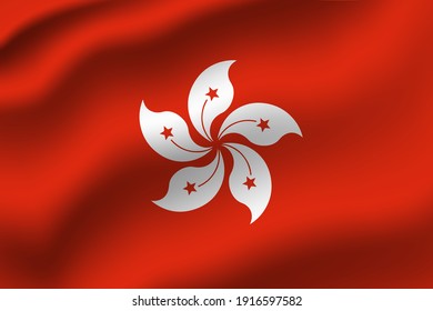 Vector de bandera ondulada de Hong Kong editable