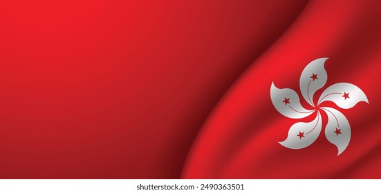Hong Kong waving flag vector poster
