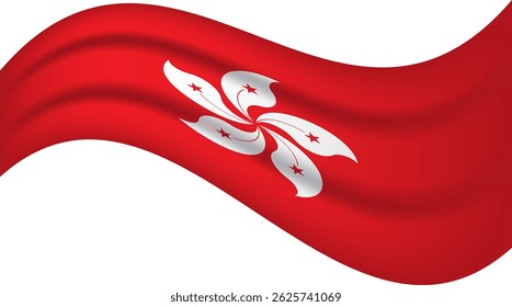 Hong Kong wavy flag, waving flag vector illustration