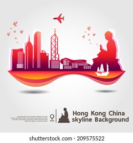 Hong Kong,China,skyline background,vector Illustration