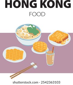 Hong Kong's iconic foods include dim sum, egg tarts, noodles, and pineapple buns, showcasing vibrant culinary traditions.