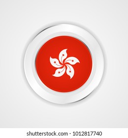 Hongkong flag in glossy vector icon.