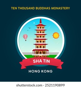 Hongkong Landmark Badge Mosteiro dos Dez Mil Budas