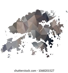 hongKong map - Black, grey, geometric rumpled low poly style gradient graphic background, polygonal design for your. Vector illustration eps 10.