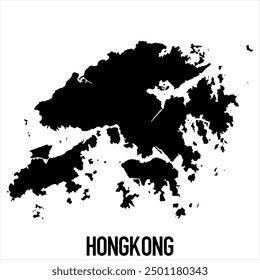 Mapa de Hongkong - mapa del mundo negro Plantilla de Vector internacional con alto detalle aislado sobre fondo blanco - Vector