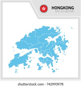 HongKong map and flag in white background