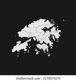 hongkong soft white map with black detail and background