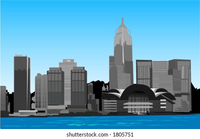 Hongkong Urban Scene - Vector