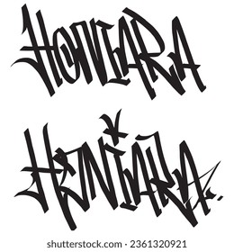 honiara capital city name of solomon island country digital graffiti art handstyle painting chisel tags one liner color black vector illustration signature symbol