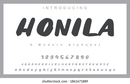 HOnila font. Elegant alphabet letters font and number. Lettering Minimal Fashion Designs. Typography fonts regular uppercase and lowercase. vector illustration