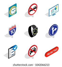 Honk icons set. Isometric set of 9 honk vector icons for web isolated on white background