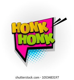 honk sound hand drawn pictures effects. Template comics speech bubble halftone dot background. Pop art style. Comic dialog cloud, text pop-art. Creative idea conversation sketch explosion.