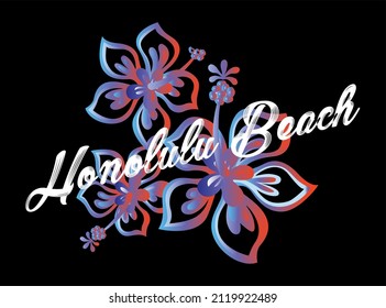 honolulu beach hawai floral design graphic 