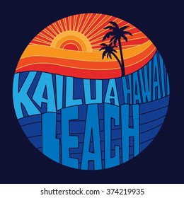 Honolulu beach typography, t-shirt graphics, vectors; surf