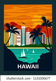 Honolulu city, Diamond Head and Waikiki Beach. Hawaii, USA