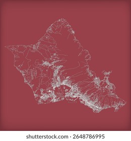 Honolulu City in Hawaii United Stated street road map,vector outline illustration image