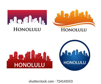 Honolulu City Skyline Landscape Logo Template