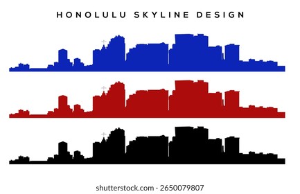 Paisagem urbana de Honolulu - Vetor plano com fundo de cabeça de diamante