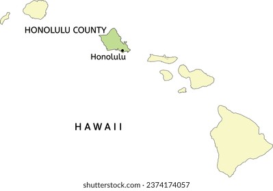 Honolulu County and city of Honolulu location on Hawaii state map