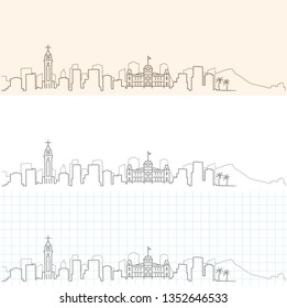 Honolulu Hand Drawn Skyline