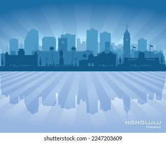 Honolulu Hawaii city skyline vector silhouette illustration