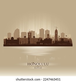 Honolulu Hawaii city skyline vector silhouette illustration