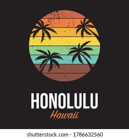 Honolulu Hawaii Logo Design Apparel T-shirt Vector illustration