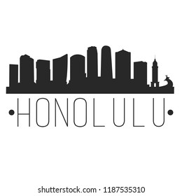 Honolulu Hawaii Skyline Silhouette City Design Vector Famous Monuments
