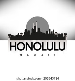 Honolulu Hawaii skyline silhouette design, vector illustration.