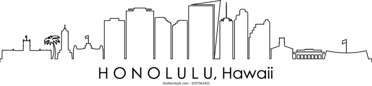 HONOLULU Hawaii USA City Skyline Vector
