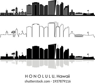 HONOLULU Hawaii USA City Skyline Vector
